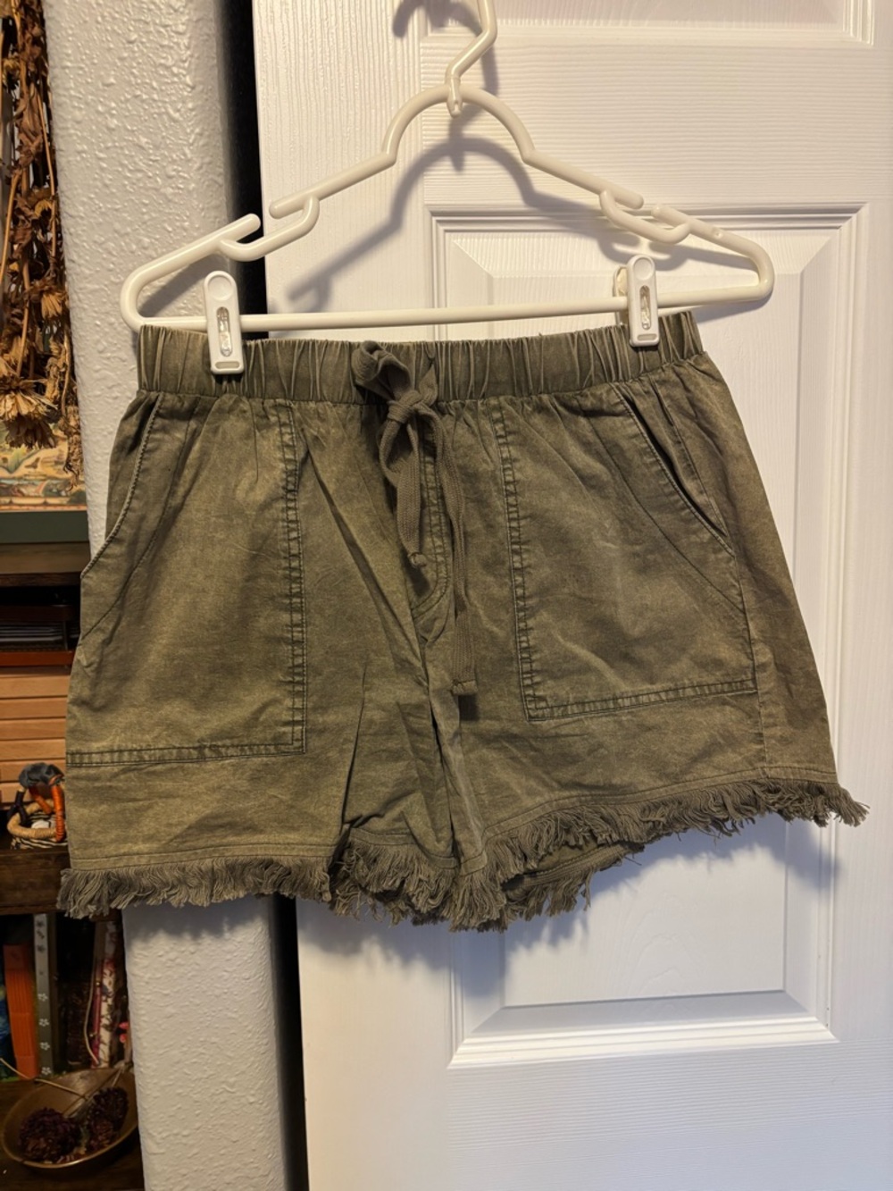 Casual Drawstring Utility Shorts - Olive